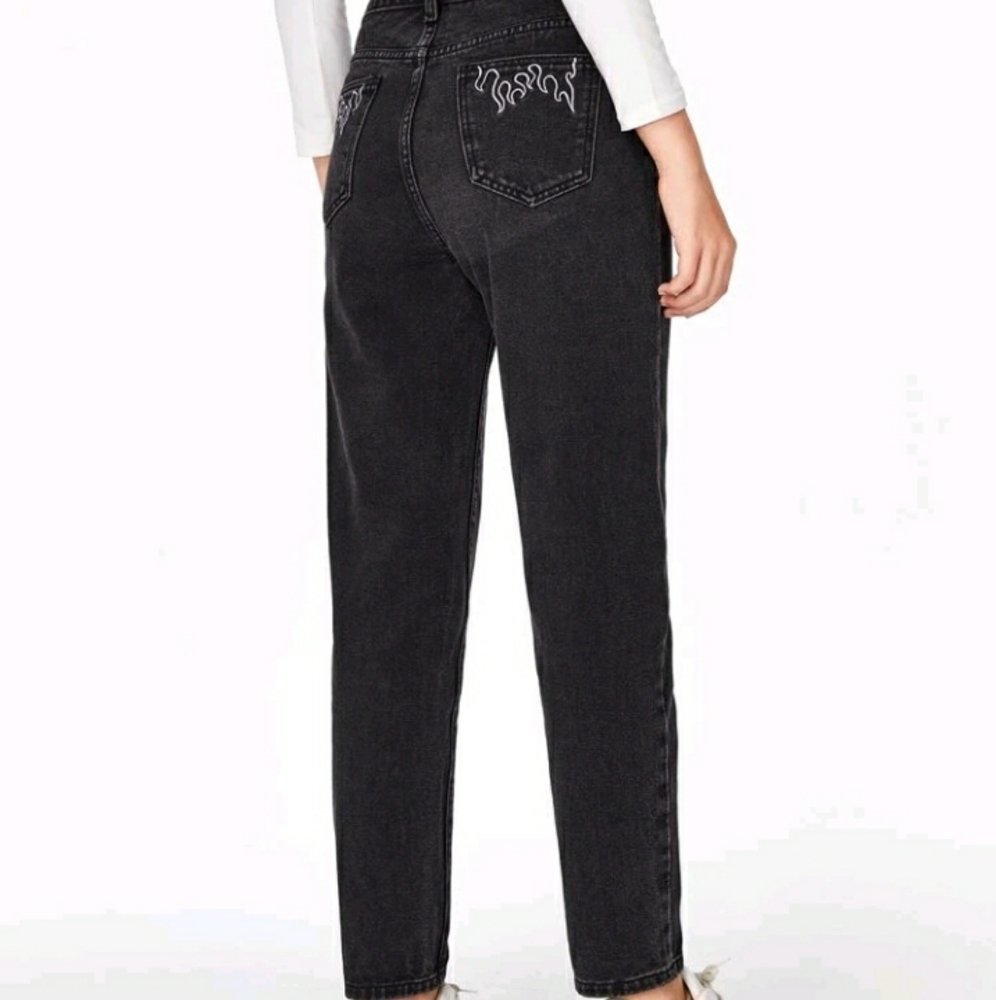 High waist fire print mom jean🔥